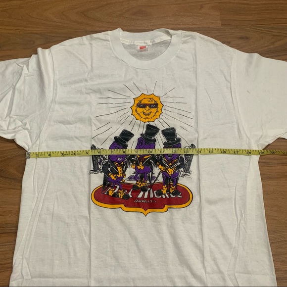 Vintage 70s Del Monte Dancing Raisins Puffy Graphic T-shirt Adult XL Promo Tee - Picture 5 of 6